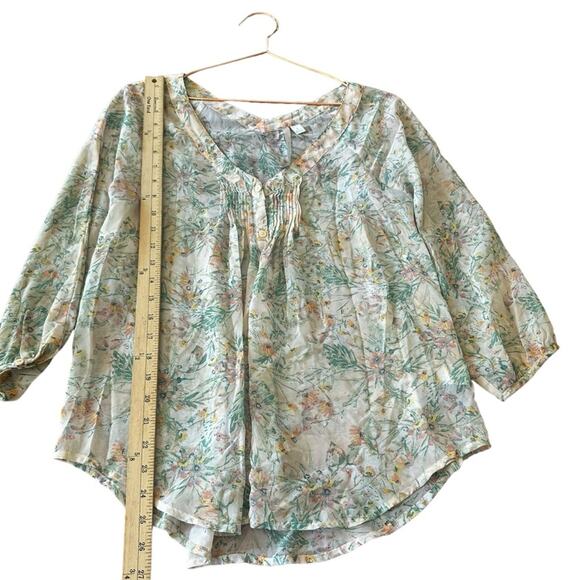 LC Lauren Conrad floral button up semi sheer blouse size small - Picture 2 of 5